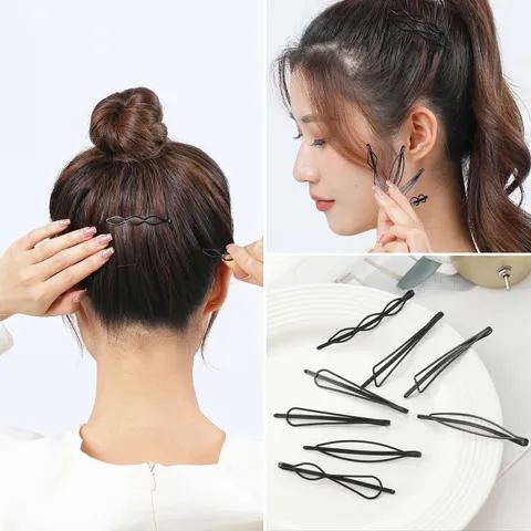 Minimalist Black Metal Hair Clips Geometric Hairpins Bobby Pins Hair Accessories For Women Girls