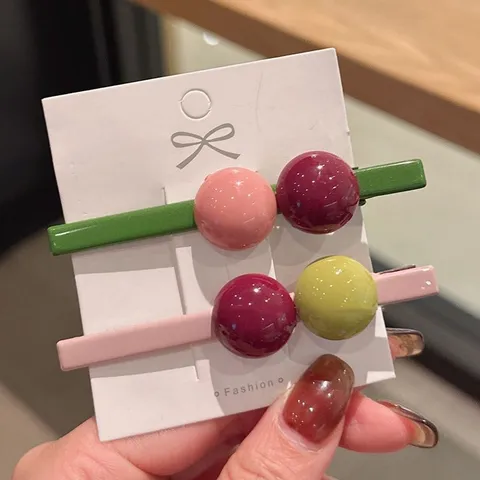 Korean Style Sweet Candy Color Hair Clip Women Side Hairpin Resin Ball Hair Accessories For Daily Styling