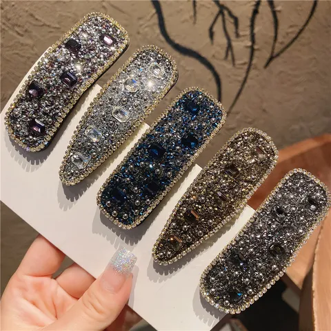 Sparkling Rhinestone Hair Clip Crystal Hair Barrettes Geometric Water Drop Square Side Hair Pins Fashion Hair Accessories