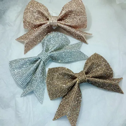Colorful Rhinestone Bow Shoe Flower Fabric Patch DIY Children Hair Accessories Women Shoes Bag Decorative Bow