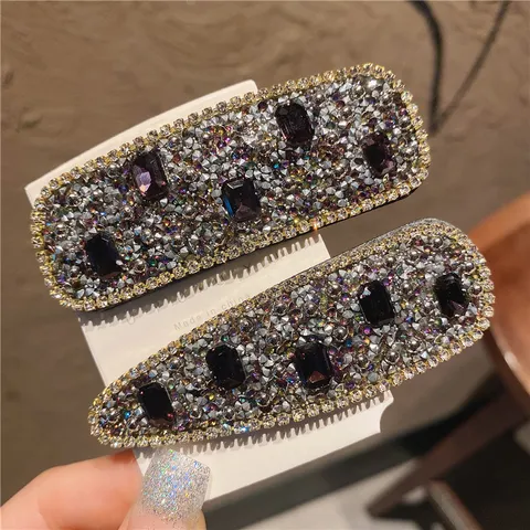 Sparkling Rhinestone Hair Clip Crystal Hair Barrettes Geometric Water Drop Square Side Hair Pins Fashion Hair Accessories