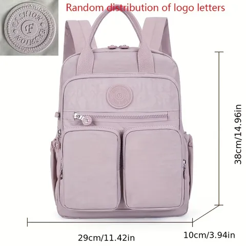Women Waterproof Nylon Backpack Casual Travel Multi Pocket Laptop Bookbag Fashion School Lightweight Daypack