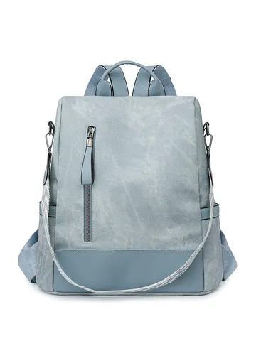 Women Fashion Soft PU Leather Backpack Casual Travel Anti-Theft Daypack Large Capacity School Bookbag With Woven Strap