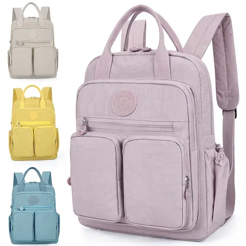 Women Waterproof Nylon Backpack Casual Travel Multi Pocket Laptop Bookbag Fashion School Lightweight Daypack