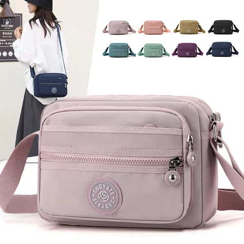 Women's Casual Nylon Crossbody Bag Solid Color Daily Shoulder Tote Bag Multi-Pocket Urban Minimalist Handbag