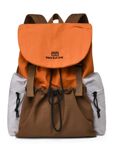Preppy Style Contrast Color Drawstring Backpack Women Casual Travel Lightweight Nylon School Bookbag Fashion Daypack