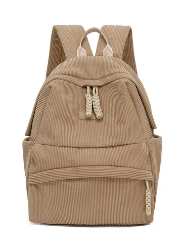 Women Casual Corduroy Backpack Large Capacity School Bookbag Travel Daypack Vintage Fashion Commute Bag