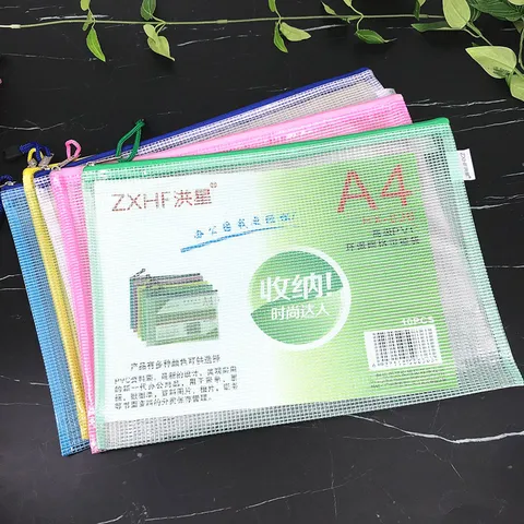 Bolsa de Documentos con Cremallera de Malla PVC Carpeta de Archivos Impermeable Organizador de Documentos para Oficina y Escuela Colores