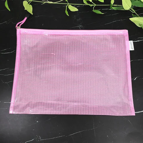 Bolsa de Documentos con Cremallera de Malla PVC Carpeta de Archivos Impermeable Organizador de Documentos para Oficina y Escuela Colores