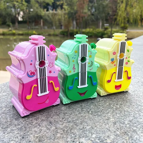 Sacapuntas en Forma de Guitara para Niños Sacapuntas Manual de Manivela Papelería Creativa Regalo Oficina Escuela