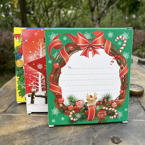 Set de Borradores Regalo de Navidad Lindo Dibujo Animado Papá Noel Muñeco de Nieve Caja para Niños Escuela Papelería