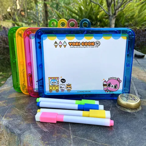 Kids Double Sided Magnetic Whiteboard Cartoon Plastic Small Dry Erase Board With Marker Pen School Learning Stationery