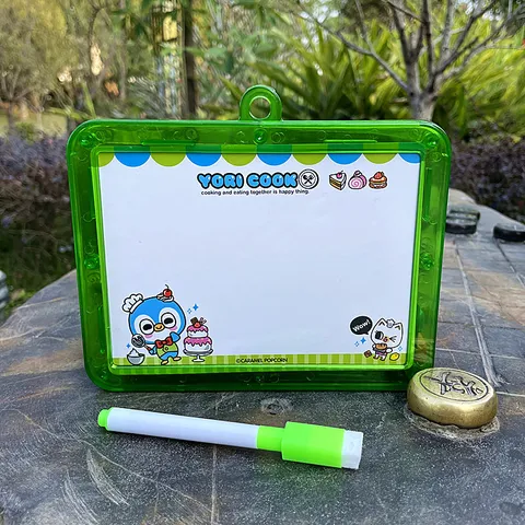 Kids Double Sided Magnetic Whiteboard Cartoon Plastic Small Dry Erase Board With Marker Pen School Learning Stationery