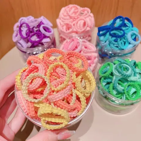 Cute Kids Floral Lace Edge High Elastic Hair Ties Portable Canned Hair Bands Children Hair Accessories Set