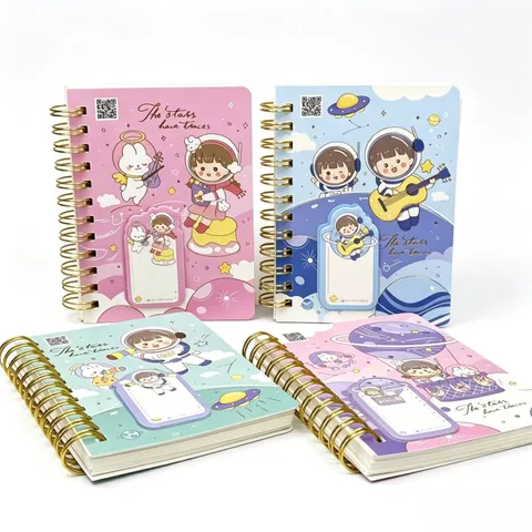 Cuaderno de Espiral Pequeño con Tema Espacial de Niña Linda Bloc de Notas Portátil Regalo