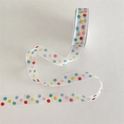 Regenbogen Punkte Chiffon Band Durchsichtiges Transparentes Band Für Geschenkverpackung Party Hochzeit Kuchen Dekor Handwerk Schleifen
