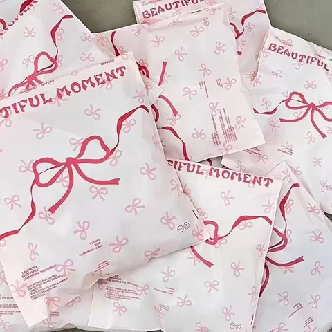 Verdickte Wasserdichte Kunststoff Versandtaschen Mit Schleife Und Pünktchen Muster Langlebige Expressverpackung Für Kleidung