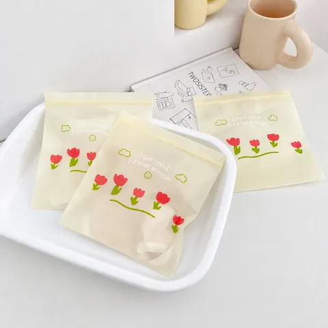 Koreanischer Ins Stil Süßer Verdickter Umweltfreundlicher Druckverschlussbeutel Plastik Lebensmittelverpackungsbeutel Niedlicher Schleife Aufbewahrungsbeutel