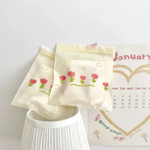 Korean Ins Style Cute Thickened Eco Friendly Ziplock Bag Plastic Food Packaging Bag Cute Bow Storage Bag