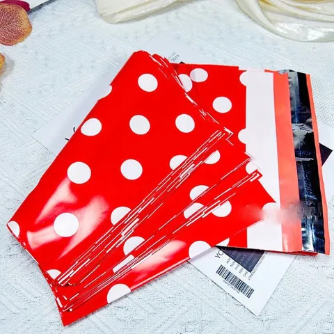 Thickened Waterproof Express Mailing Bags Red Polka Dot Plastic Packaging Envelopes For Clothing Retail Packing