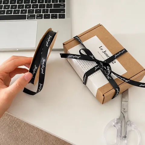 Englisch Buchstabe Bedruckt Polyester Band Frische Geschenk Verpackung Seil Schleife Geschenkbox Dekorative Bindeband