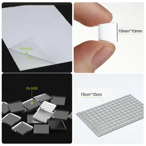 Self Adhesive Mirror Wall Sticker Mosaic Glass Square Tiles Removable DIY Wall Decal For Living Room Home Decor