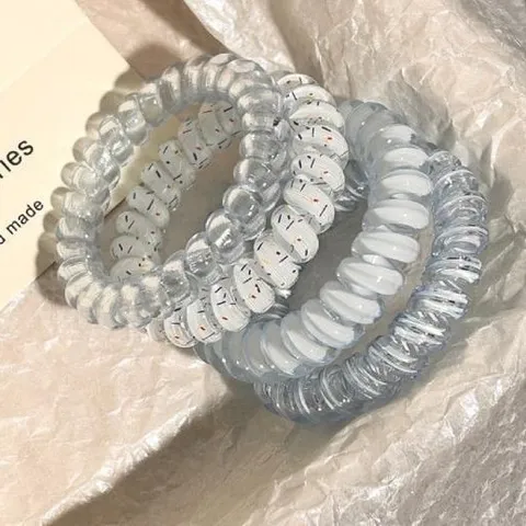 Sweet Polka Dot Telephone Wire Hair Ties Transparent Jelly Hair Ropes Daily Ponytail Holder Hair Accessories