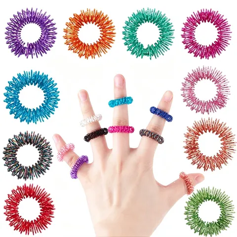 Mini Anneau Fidget Ressort Anneau de Massage Doigt en Métal Soulagement Anxiété Jouet Sensoriel Coloré