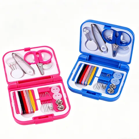 Boîte de Kit de Couture de Voyage Mini Portable Boîtier en Plastique Avec Ciseaux Fil Aiguilles Épingles Boutons Outil de Réparation Pour Maison