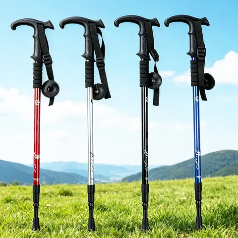 Einstellbarer Aluminiumlegierung Trekkingstock Stoßdämpfender Wanderstock Mit Ergonomischem Griff Outdoor Wandelstock