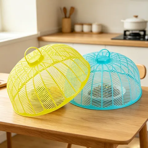 Couvercle Alimentaire en Maille Plastique Transparent Anti-Poussière Anti-Mouches Tente Bol Protecteur Cuisine Table