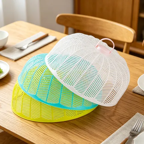 Couvercle Alimentaire en Maille Plastique Transparent Anti-Poussière Anti-Mouches Tente Bol Protecteur Cuisine Table