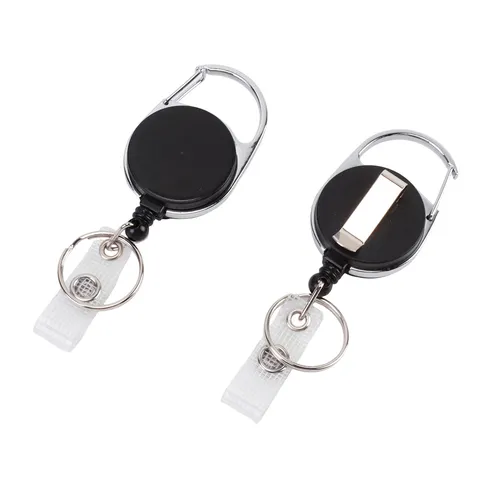 Badgehaspel Metalen Frame Gematteerde ID Kaarthouder Duurzame Sleutelhanger Rol met Riemclip Sleutelhanger