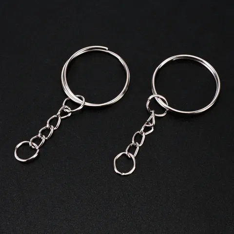 Portachiavi in Metallo con Catena Anello Spezzato DIY Artigianato Ferramenta Accessori Ferro Nichelato Connettore