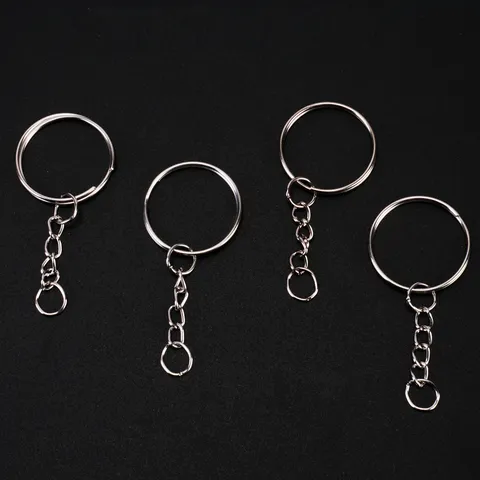 Portachiavi in Metallo con Catena Anello Spezzato DIY Artigianato Ferramenta Accessori Ferro Nichelato Connettore