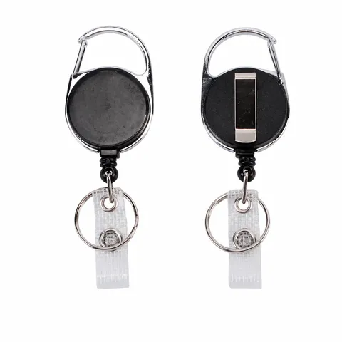 Badgehaspel Metalen Frame Gematteerde ID Kaarthouder Duurzame Sleutelhanger Rol met Riemclip Sleutelhanger