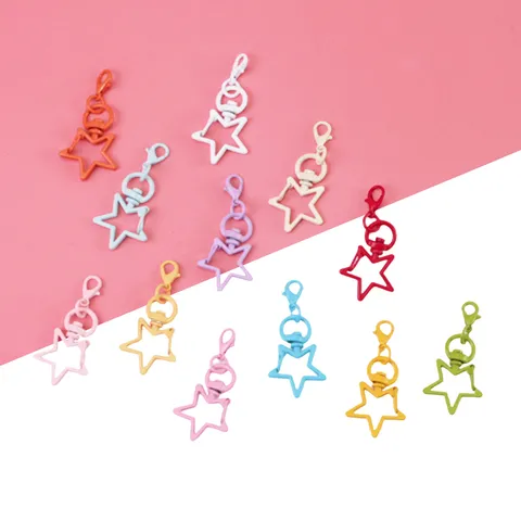 DIY Fait Main Métal Pentagramme Mousqueton Rotatif Accessoires de Porte-clés Pendentif de Sac Étoile Coloré Matériel d'Artisanat
