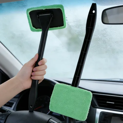 Herramienta Limpiador de Parabrisas de Coche Mango de Plástico Con Paño de Microfibra Cepillo de Limpieza de Ventanas Para Interior de Auto