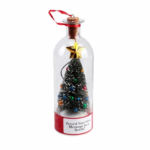 Christmas Tree In A Bottle Message Recording Gift Glass Or Plastic Tabletop Ornament With Festive Party Decor