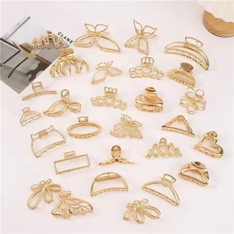 Pince à Cheveux en Alliage Métallique Croix Lisse Pince Crabe Haut de Gamme Style Coréen pour Femmes Bijoux