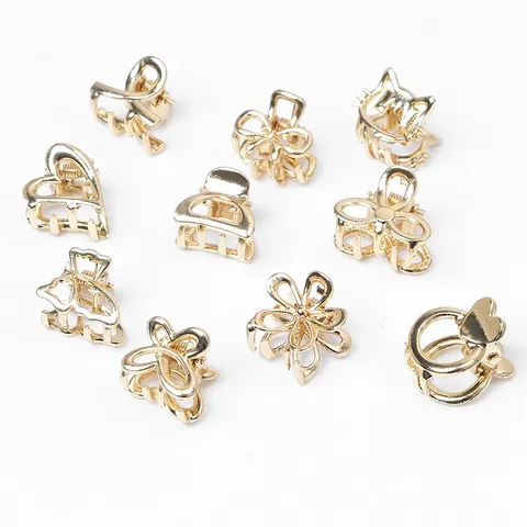 Barrette Pince à Cheveux en Alliage de Zinc Doré Papillon Cœur Fleur Petites Épingles à Cheveux en Métal pour Femmes Décoration Quotidienne