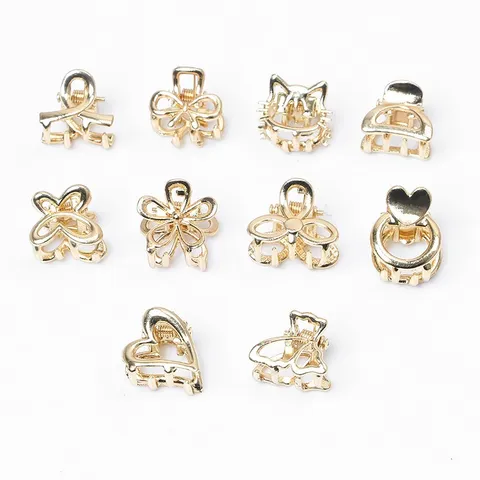 Barrette Pince à Cheveux en Alliage de Zinc Doré Papillon Cœur Fleur Petites Épingles à Cheveux en Métal pour Femmes Décoration Quotidienne
