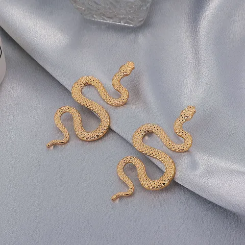 Schlangenform Hängerohrringe Und Ring Legierung Punk Retro Gothic Tier Geschnitzt Texturiert Für Damen Modeschmuck