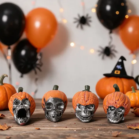 Halloween Kürbis Totenkopf Harz Ornament Vintage Gothisch Geist Kopf Schreibtisch Dekoration Requisite Für Party Schaufenster
