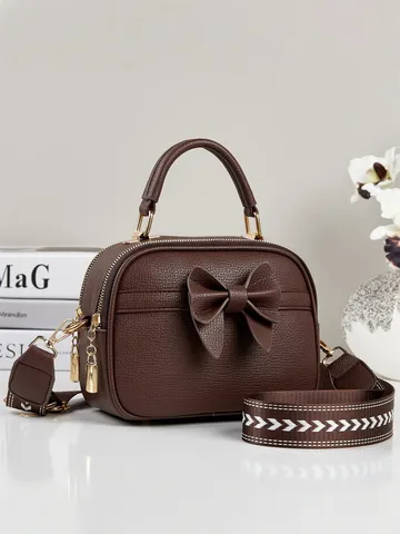 Stijlvolle Dames Handtas Met Strik PVC Leer Kleine Crossbody Tas Veelzijdige Schouder Boston Tas Voor Dagelijks Woon-werkverkeer Cadeau