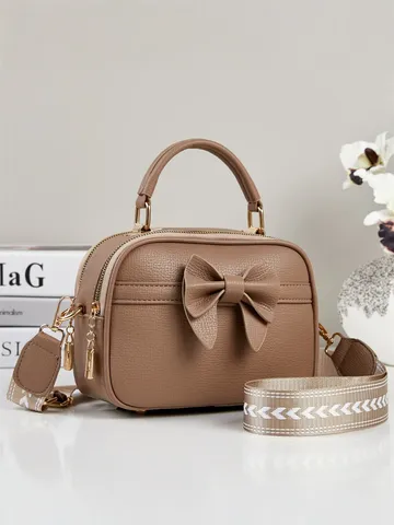 Stijlvolle Dames Handtas Met Strik PVC Leer Kleine Crossbody Tas Veelzijdige Schouder Boston Tas Voor Dagelijks Woon-werkverkeer Cadeau