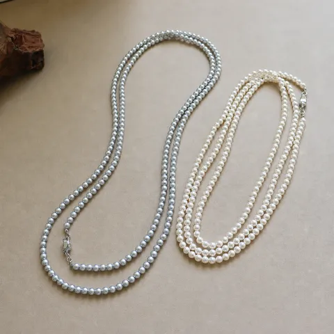 Long Collier de Perles Artificielles Boucle en Lingot de Laiton Élégant Collier Long de Style Vintage pour Femme Bijoux