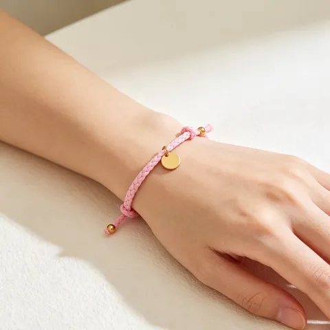 Pulsera de Cordón de Cuero Trenzado Moderno Colgante Redondo de Aleación Geométrico para Parejas Unisex Joyería Diaria