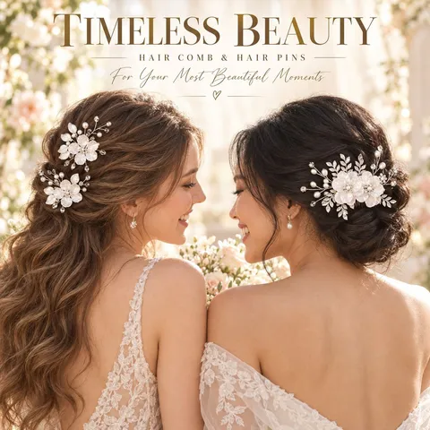 Elegantes Damen Blumen Braut Haarschmuck Set Handgefertigt Künstliche Perle Strass Haarkamm Und Haarnadeln Für Hochzeit Party Abendball