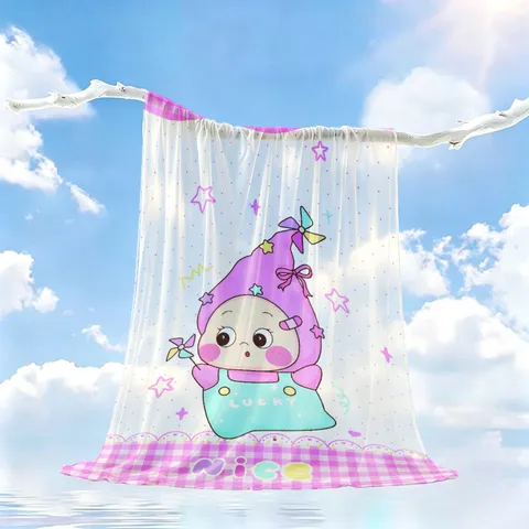 Manta de Aire Acondicionado de Seda de Hielo de Dibujos Animados de Verano Transpirable Fresca Delgada Ropa de Cama